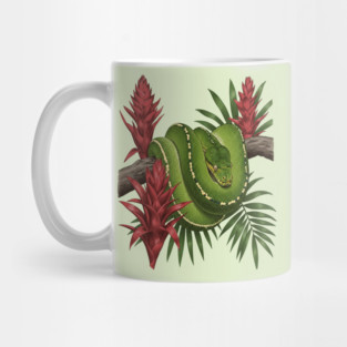 Green Tree Python in Lush Jungle Foliage Mug
