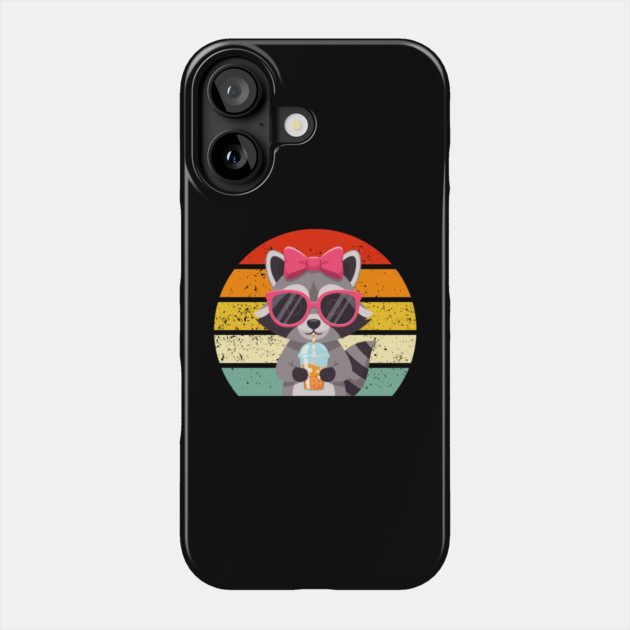 raccoon-drinking-iced-coffee Phone Case by Creatifly Graphic Tees