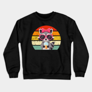 raccoon-drinking-iced-coffee Crewneck Sweatshirt