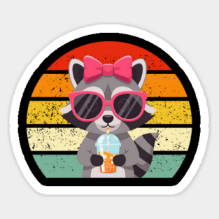 raccoon-drinking-iced-coffee Sticker