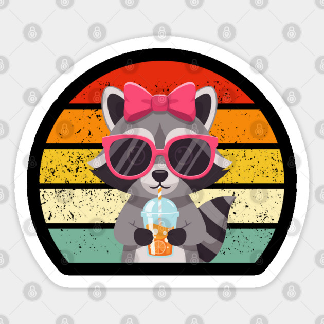 raccoon-drinking-iced-coffee Sticker by Creatifly Graphic Tees