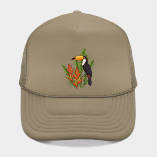Tropical Toucan With Heliconia Jungle Flowers Hat