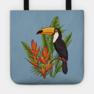 Tropical Toucan With Heliconia Jungle Flowers Tote