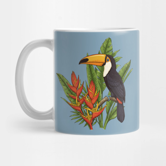 Tropical Toucan With Heliconia Jungle Flowers by BirdsnStuff