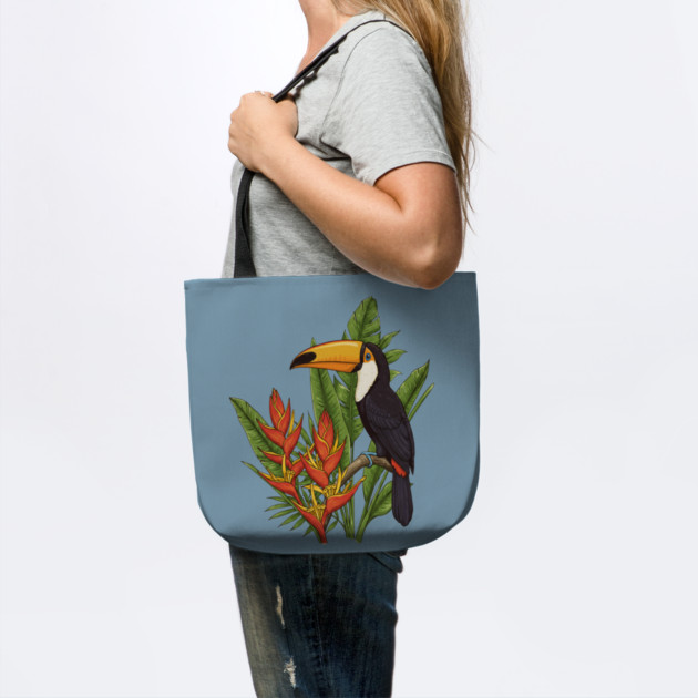 Tropical Toucan With Heliconia Jungle Flowers by BirdsnStuff