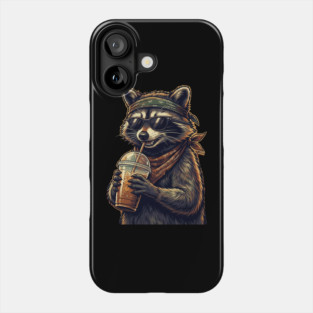 raccoon-drinking-iced-coffee Phone Case