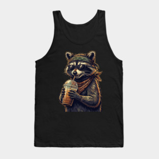 raccoon-drinking-iced-coffee Tank Top