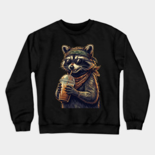 raccoon-drinking-iced-coffee Crewneck Sweatshirt