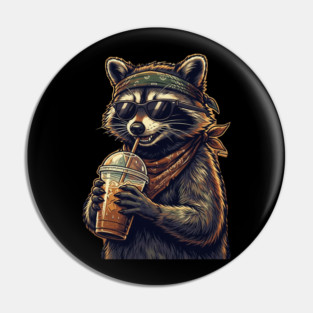 raccoon-drinking-iced-coffee Pin