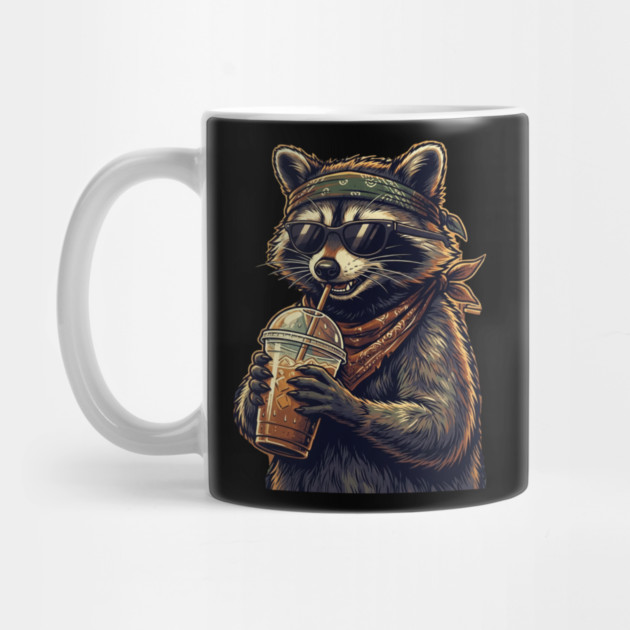 raccoon-drinking-iced-coffee by Creatifly Graphic Tees