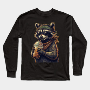 raccoon-drinking-iced-coffee Long Sleeve T-Shirt