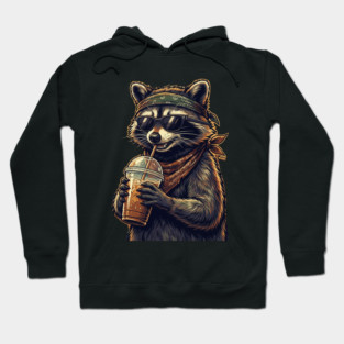 raccoon-drinking-iced-coffee Hoodie