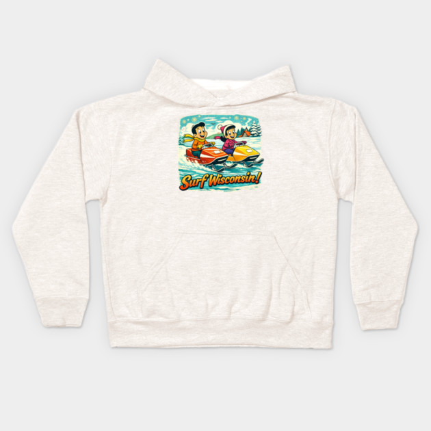 Surf Wisconsin Kids Hoodie by CrazyGirl