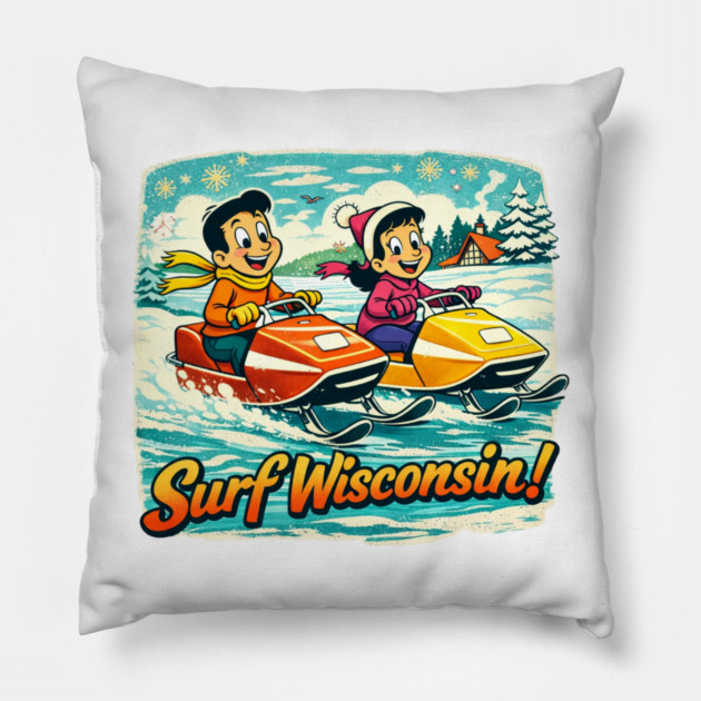 Surf Wisconsin Pillow by CrazyGirl