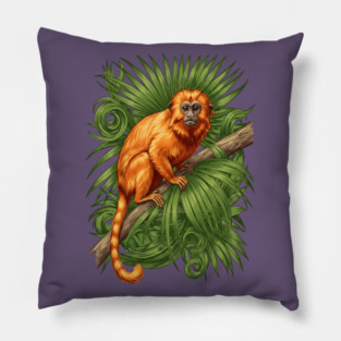 Golden Lion Tamarin Tropical Jungle Design Pillow