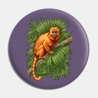 Golden Lion Tamarin Tropical Jungle Design Pin