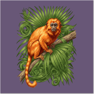 Golden Lion Tamarin Tropical Jungle Design Posters and Art