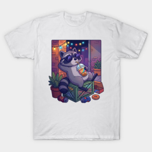 raccoon-drinking-iced-coffee T-Shirt