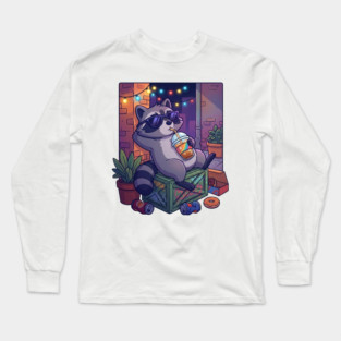 raccoon-drinking-iced-coffee Long Sleeve T-Shirt