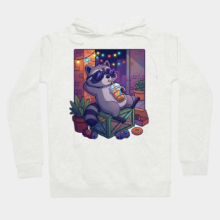 raccoon-drinking-iced-coffee Hoodie