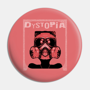 Surreal Dystopia Gasmask Stencil Art Pin