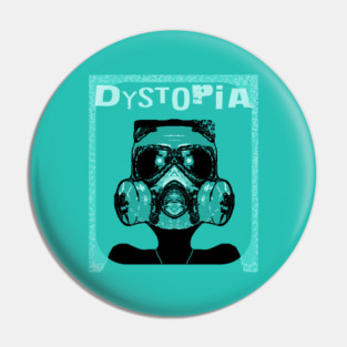 Surreal Dystopia Gasmask Stencil Art Pin
