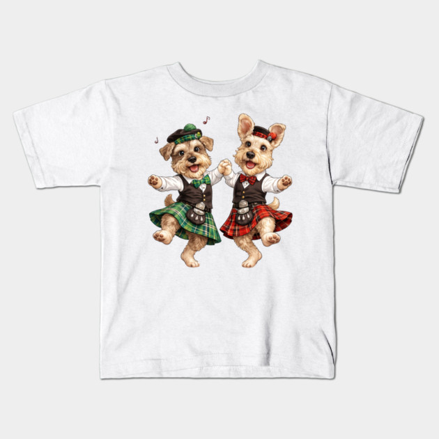 Dancing Irish Dogs Kids T-Shirt by CrazyGirl