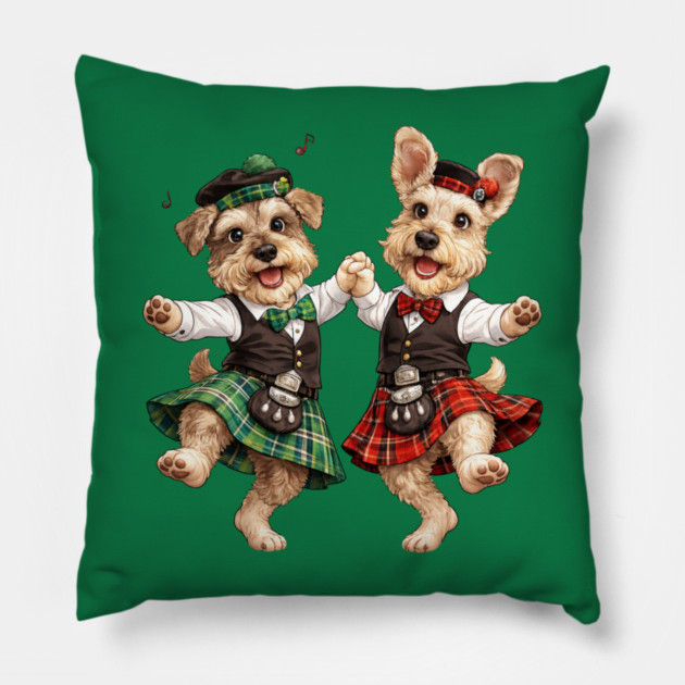 Dancing Irish Dogs Pillow by CrazyGirl