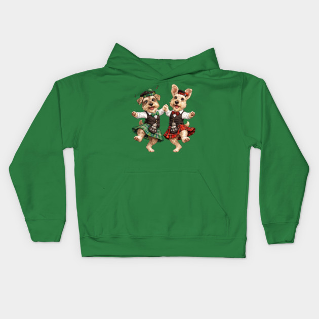 Dancing Irish Dogs Kids Hoodie by CrazyGirl