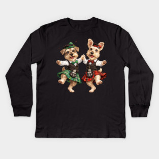 Dancing Irish Dogs Kids Long Sleeve T-Shirt