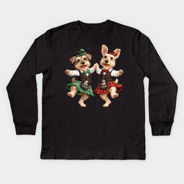 Dancing Irish Dogs Kids Long Sleeve T-Shirt by CrazyGirl