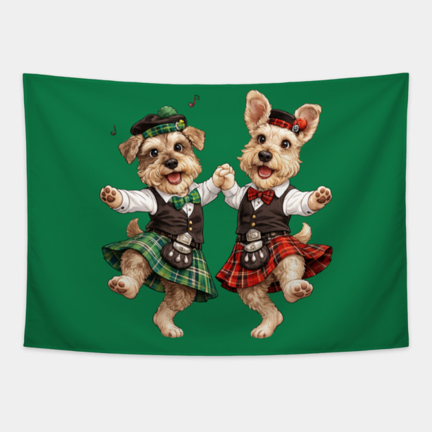 Dancing Irish Dogs Tapestry by CrazyGirl