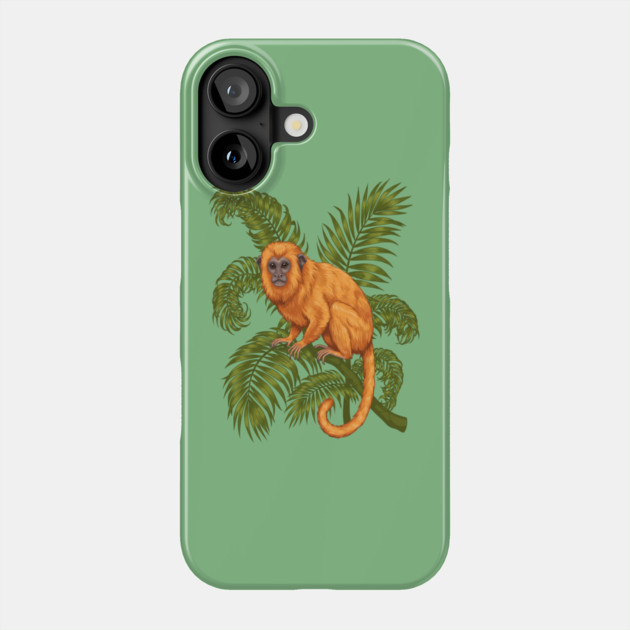 Golden Lion Tamarin Among Tropical Palms Phone Case by BirdsnStuff