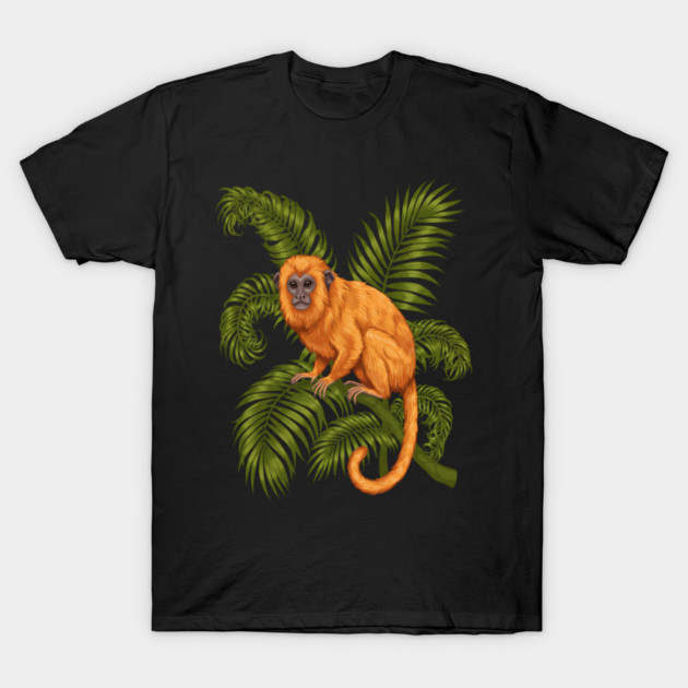 Golden Lion Tamarin Among Tropical Palms T-Shirt by BirdsnStuff