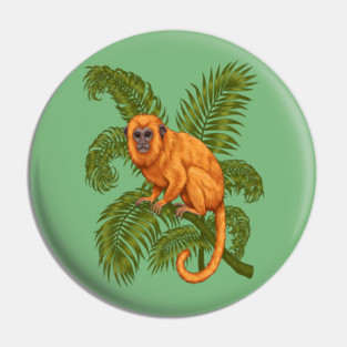 Golden Lion Tamarin Among Tropical Palms Pin