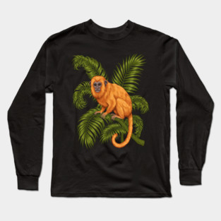 Golden Lion Tamarin Among Tropical Palms Long Sleeve T-Shirt