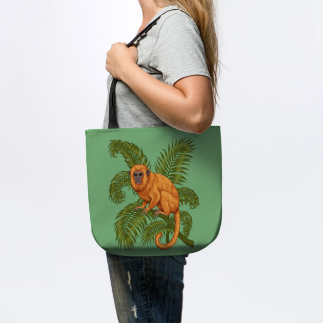 Golden Lion Tamarin Among Tropical Palms by BirdsnStuff