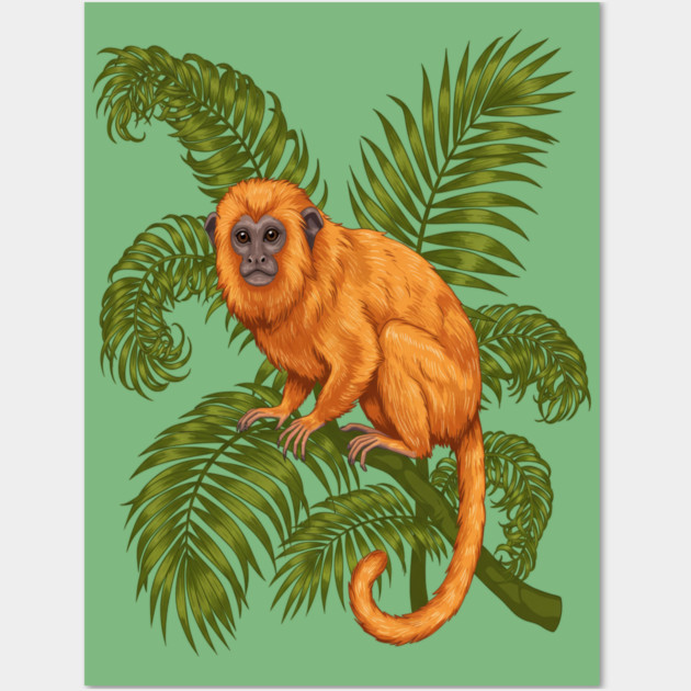 Golden Lion Tamarin Among Tropical Palms Wall Art by BirdsnStuff