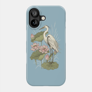 Great Egret with Lotus Flowers Phone Case