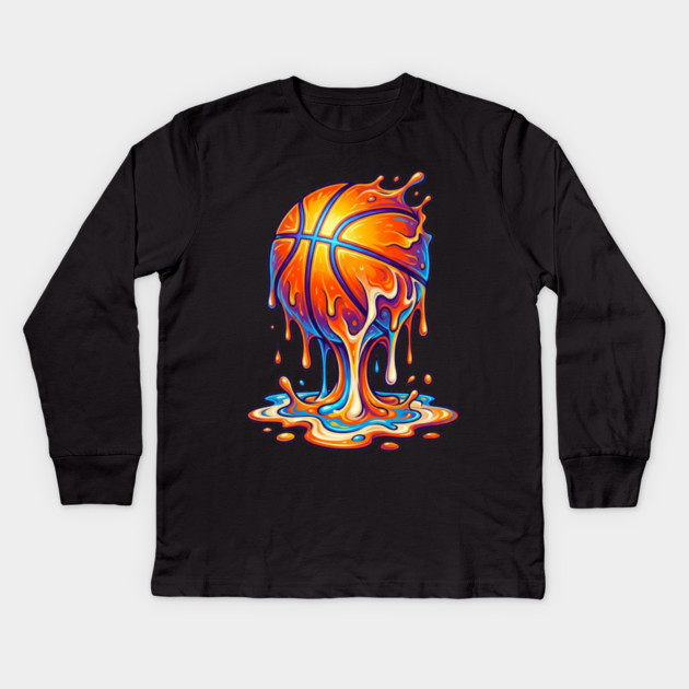 ice-cream-basketball-drip Kids Long Sleeve T-Shirt by Creatifly Graphic Tees