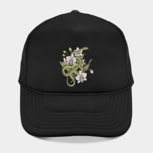Green Vine Snake with Orchid Flowers Hat