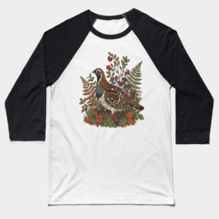 Hazel Grouse in Woodland Berries Baseball T-Shirt
