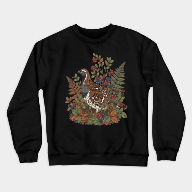 Hazel Grouse in Woodland Berries Crewneck Sweatshirt by BirdsnStuff