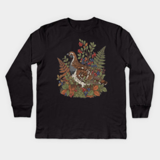 Hazel Grouse in Woodland Berries Kids Long Sleeve T-Shirt