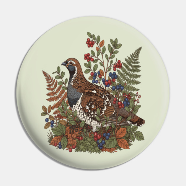 Hazel Grouse in Woodland Berries Pin by BirdsnStuff