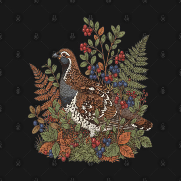 Hazel Grouse in Woodland Berries by BirdsnStuff