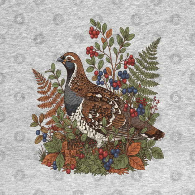 Hazel Grouse in Woodland Berries by BirdsnStuff