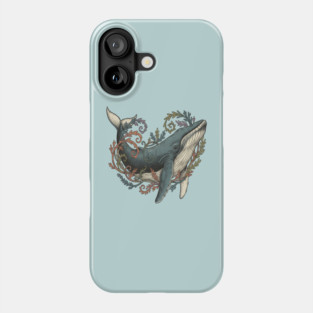 Humpback Whale Surrounded by Sea Botanicals Phone Case