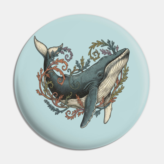 Humpback Whale Surrounded by Sea Botanicals Pin by BirdsnStuff