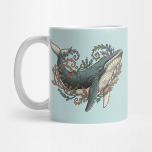 Humpback Whale Surrounded by Sea Botanicals Mug